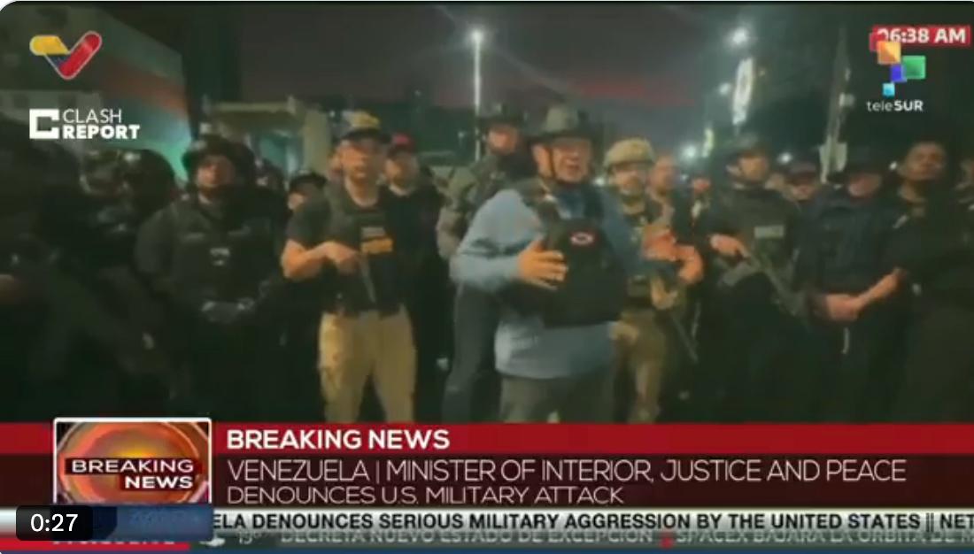 委内瑞拉内政部长表示，“该国仍处于完全平静状态，其人民在据报道的外国军事行动后并