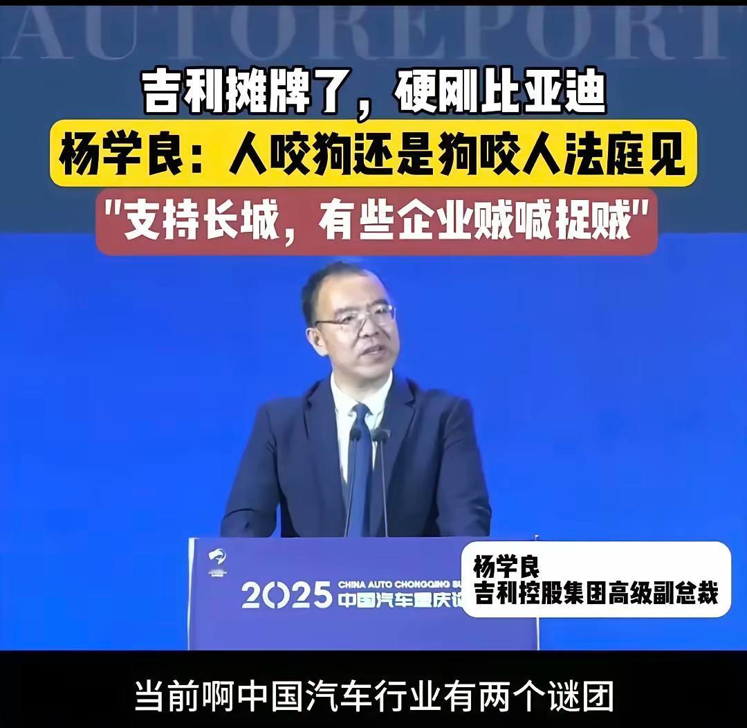 吉利高级副总裁也出来硬刚比亚迪啦了！
这是要明显要站队长城汽车了…
新能源汽车的