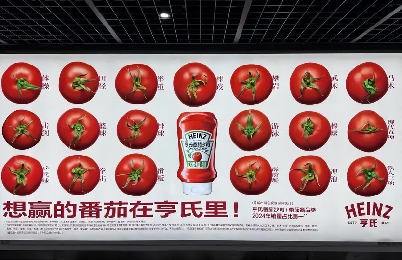 这几天，一个连全运会赞助商都不是的番茄酱品牌，居然靠一组地铁广告，把自己送上了热