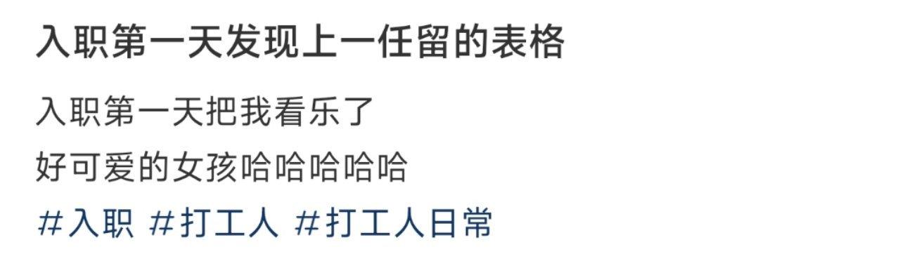入职第一天发现上一任留的表格 ​​​