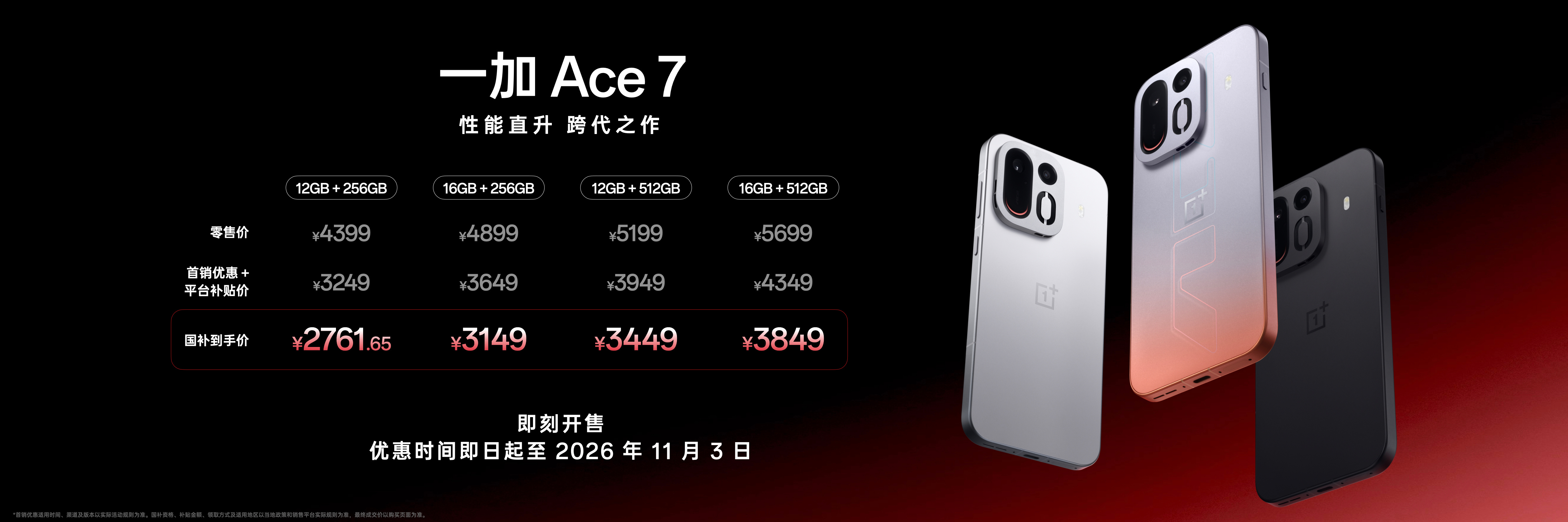 一加 Ace7 一加 Ace 7系列价格公布了，感觉这个价格还不错呀[偷笑] ​