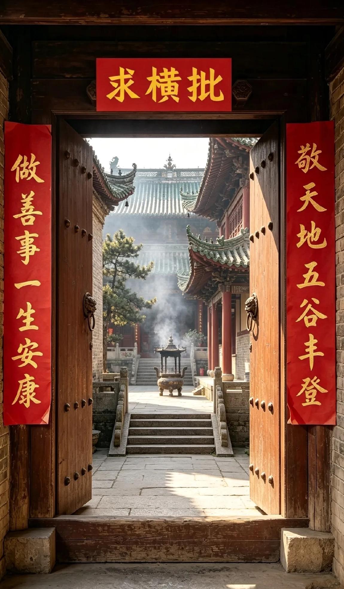 在道观门口贴出一副对联，唯独横批空悬着，至今没有人能写出完美的横批，在此特来求助