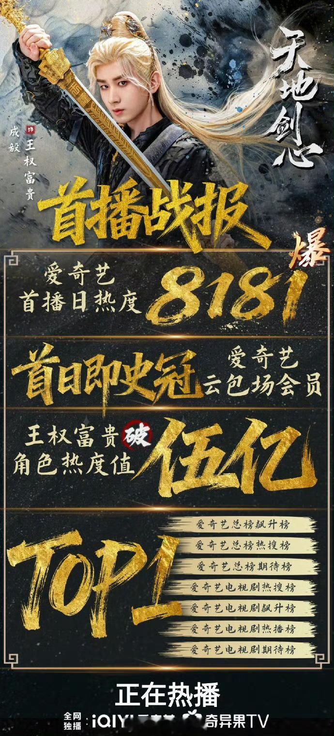 成毅天地剑心首播战报🈶 成毅天地剑心首播战报 ​​​