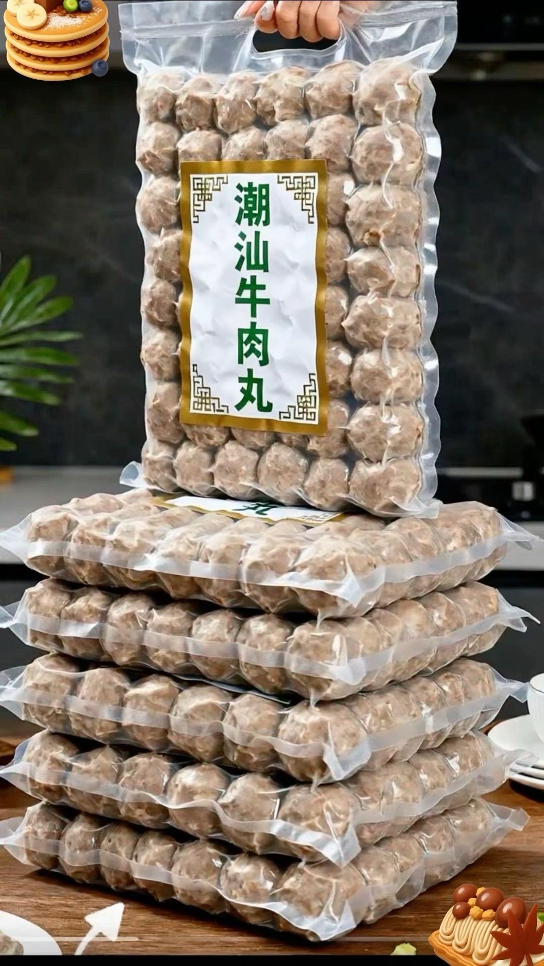 正宗潮汕手打牛肉丸，鲜黄牛肉捶打超弹牙，咬开爆汁肉香浓，无淀粉感，煮火...