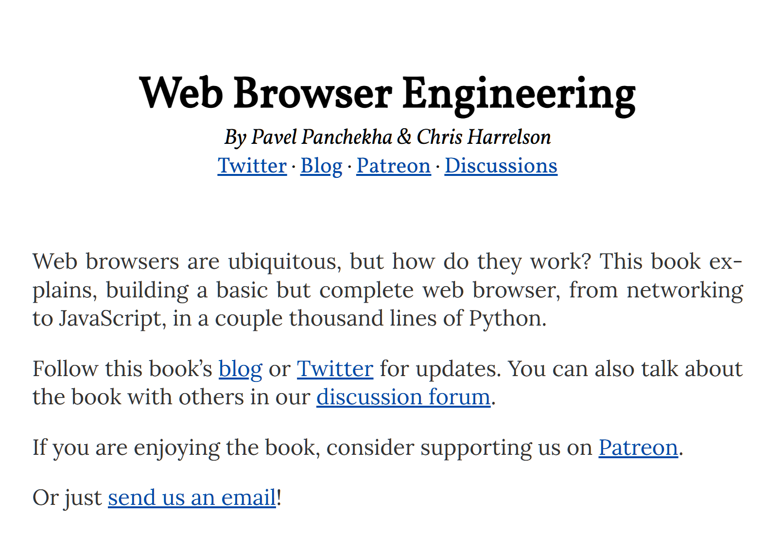 一本教你做一个浏览器的书 Web Browser Engineering地址： 