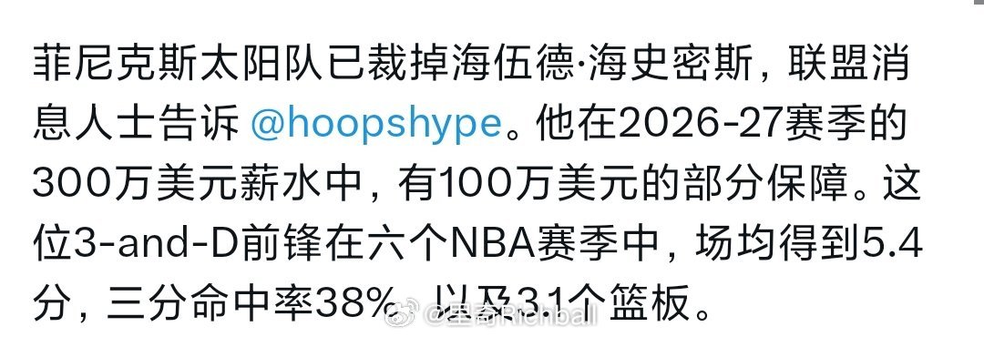 太阳裁掉海史密斯，回热火吧nba