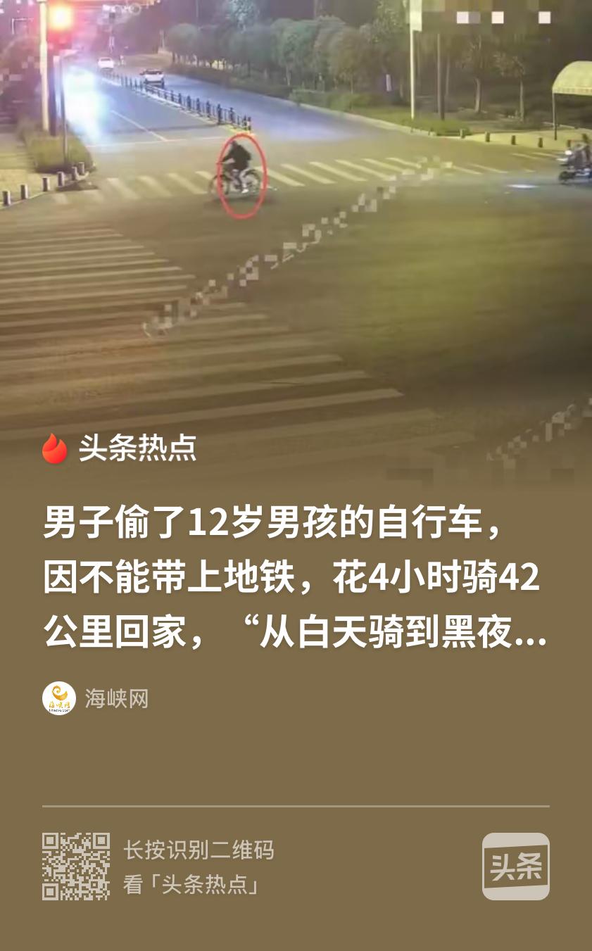 武汉，一位妈妈带12岁的儿子，骑自行车到地铁站送人，想着只是离开几分钟就没给上锁