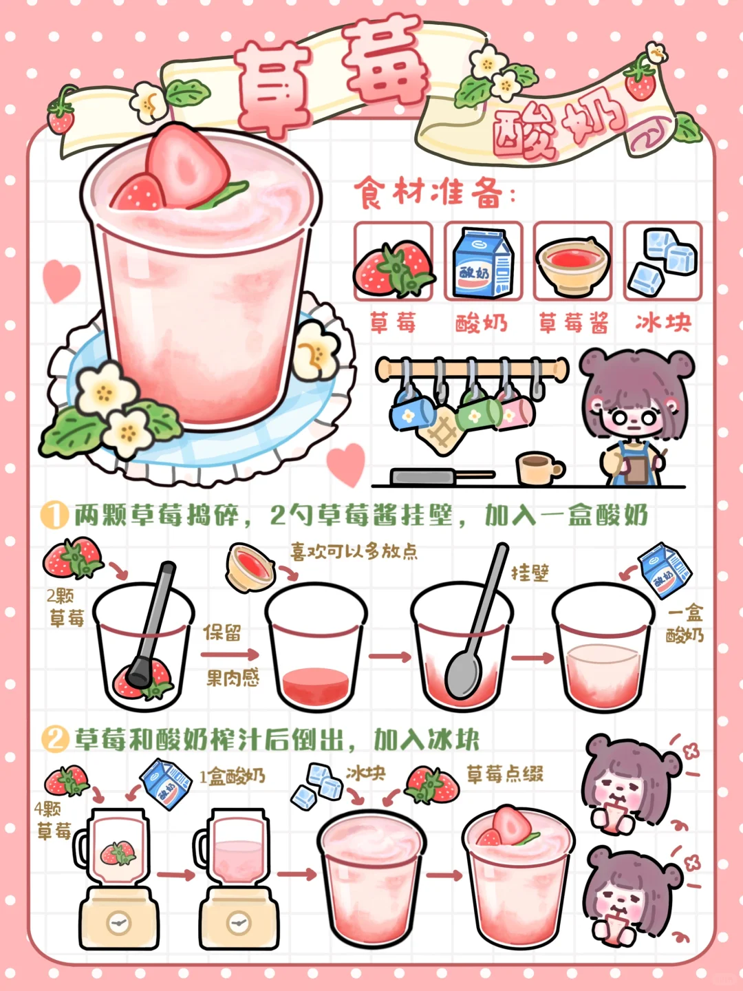 手绘食谱🍓｜草莓季快结束啦‼️还不快冲💖
