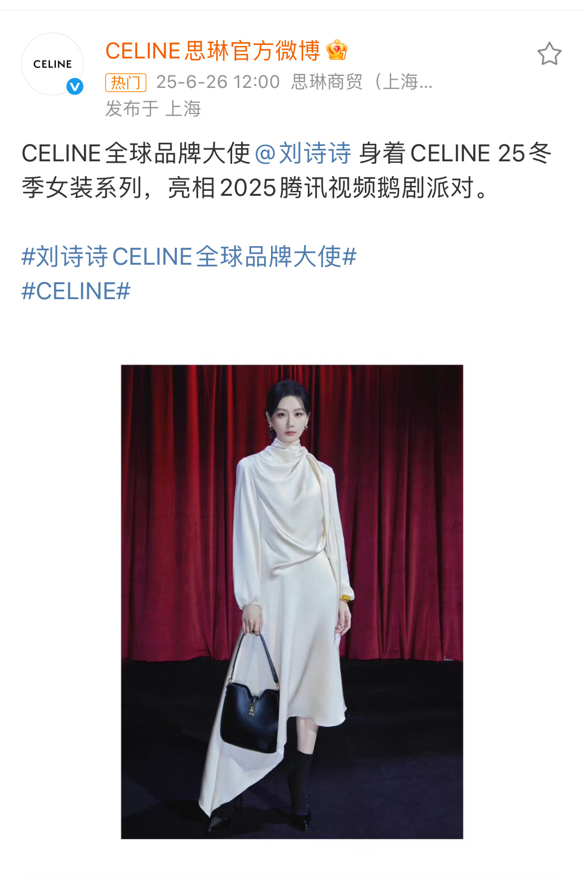 2025腾讯视频鹅剧派对，原来CELINE全球品牌大使穿的是CELINE 25冬