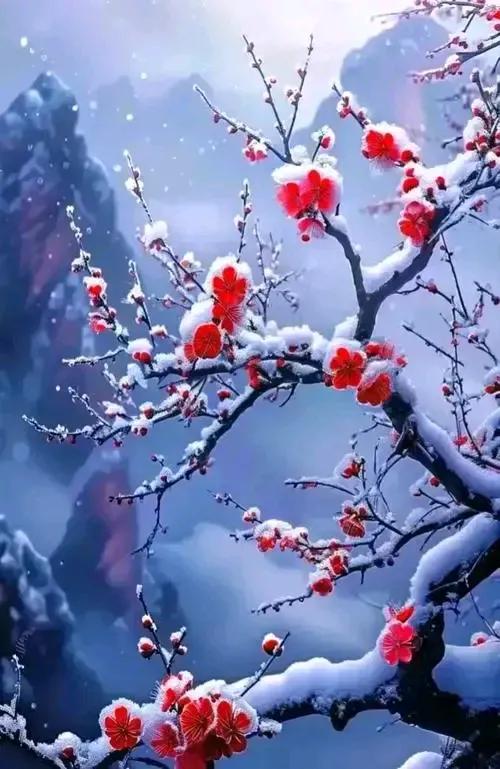 上联：飞雪漫天，红梅豪放，空旷暗香冬至来；
下联：？？？