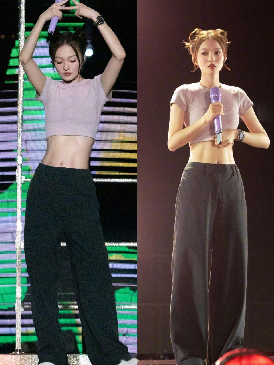 张韶涵四十岁这身材比脸保养的还好，马甲线腹肌全都有，而且这张脸看上去刚满18岁，