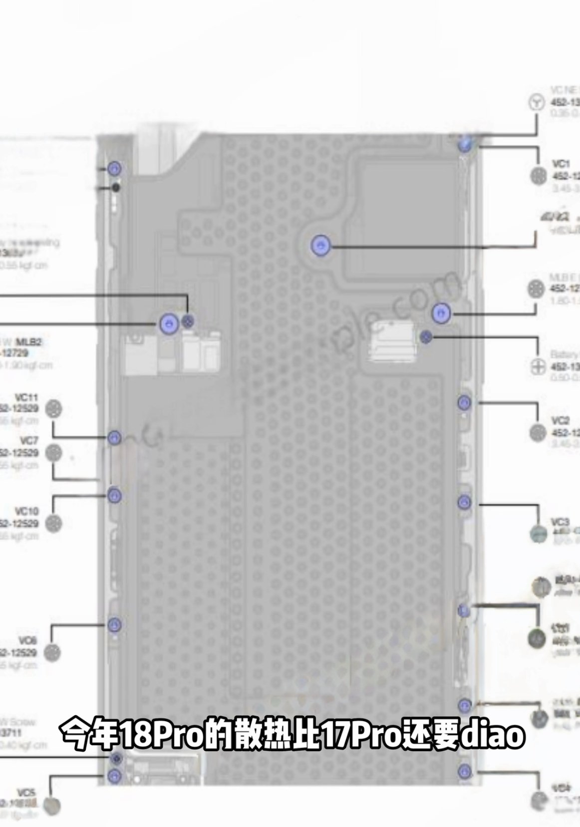 iPhone18Pro 内部的内部X光照射图这是我根据泄露图的图纸，让AI来创作