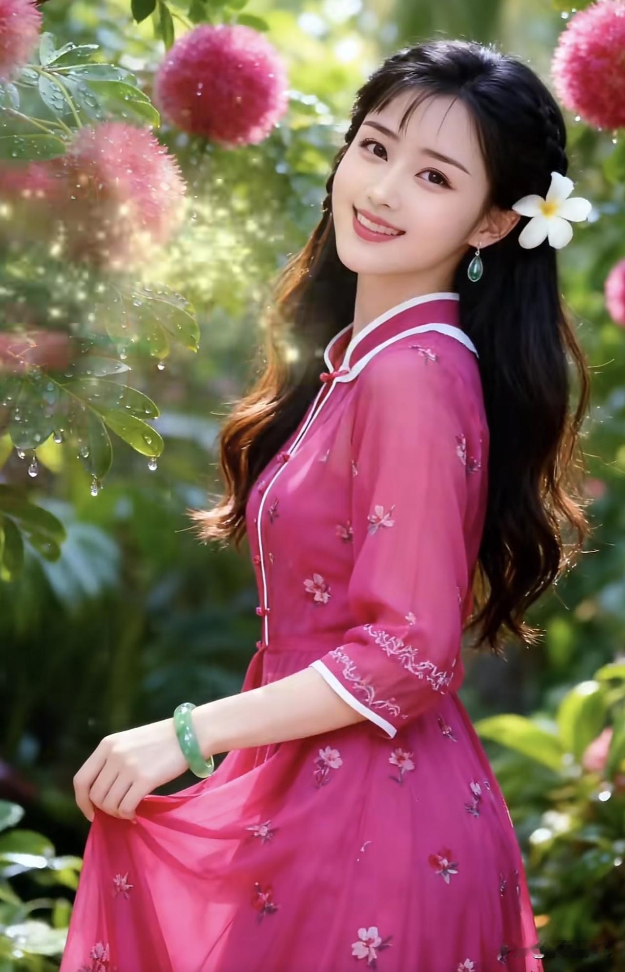 粉嫩少女风，花海中的甜美笑容花海少女感 紫色花海少女 温柔粉色花海 紫色花海少女