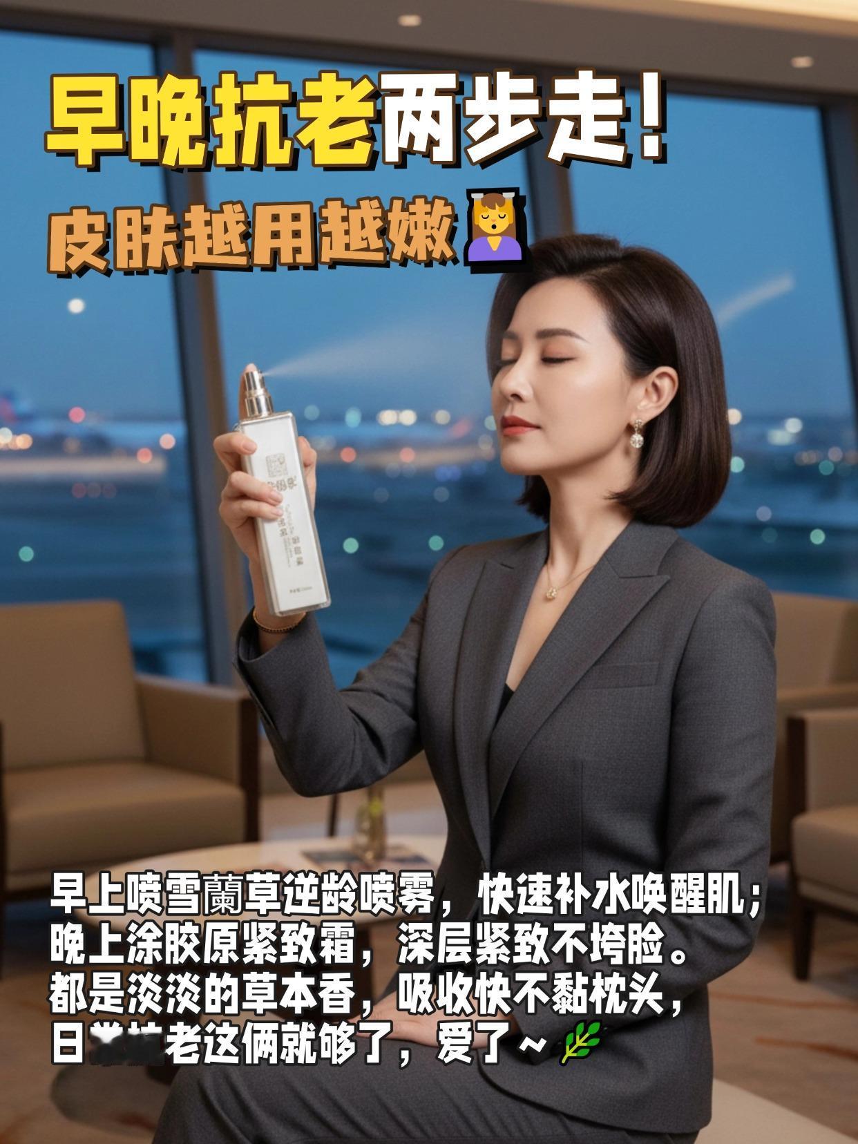 懒人抗老党看过来！雪蘭草这组抗老CP我锁死了🔒
早上喷逆龄喷雾💦 快速补水唤