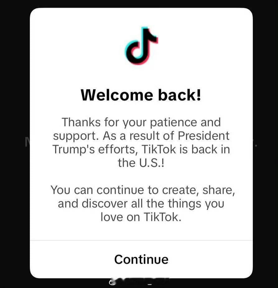 TikTok正恢复美用户服务 哦？怎么又回来了[doge]看来隔壁的这个外国流量