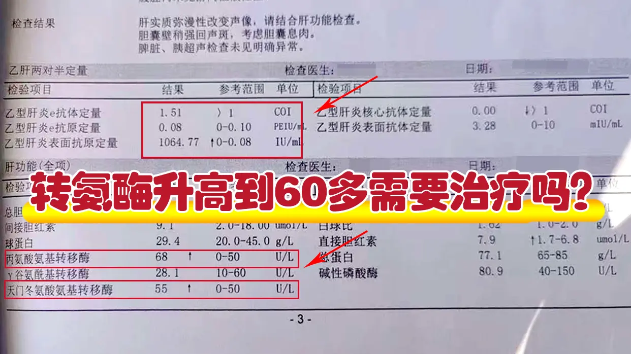 转氨酶升高到60多需要治疗吗？  如果患者没有肝脏方面的疾病，只是一个...