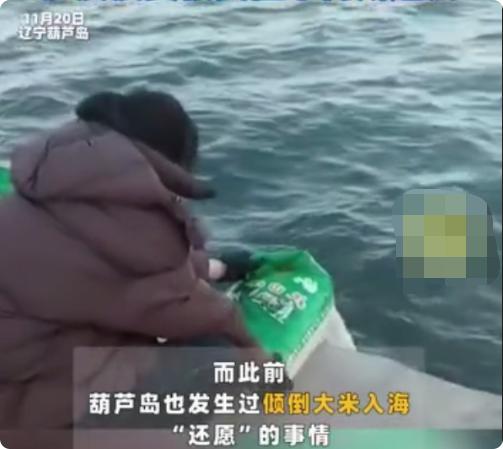 活久见！辽宁丹东鸭绿江边竟上演“放生大米”的操作，50袋崭新的东北珍珠米被挨个拆