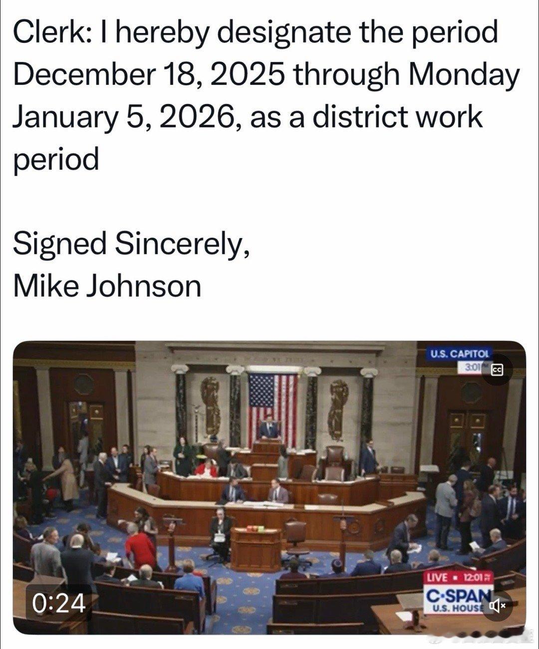 民主党在众院凑够218个签名，按程序，可强制进行“医保补贴”全体表决众议长宣布：