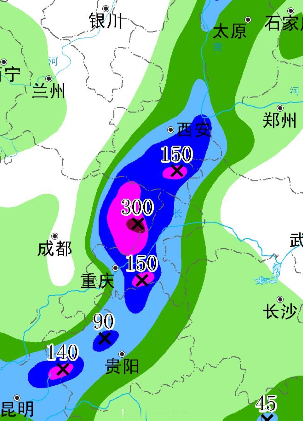 四川暴雨 雷达看，四川盆地东部 重庆附近开始有明显强回波发展并北上。今晚至明天上