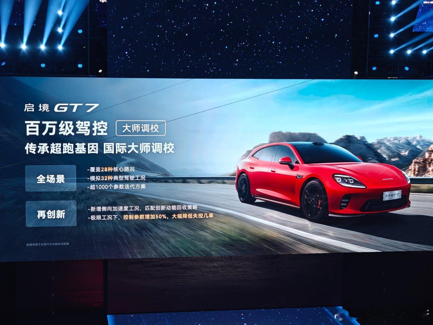 启境GT7在今晚的华为乾崑技术发布会上再次亮相了。作为一台主打操控的车型，启境G