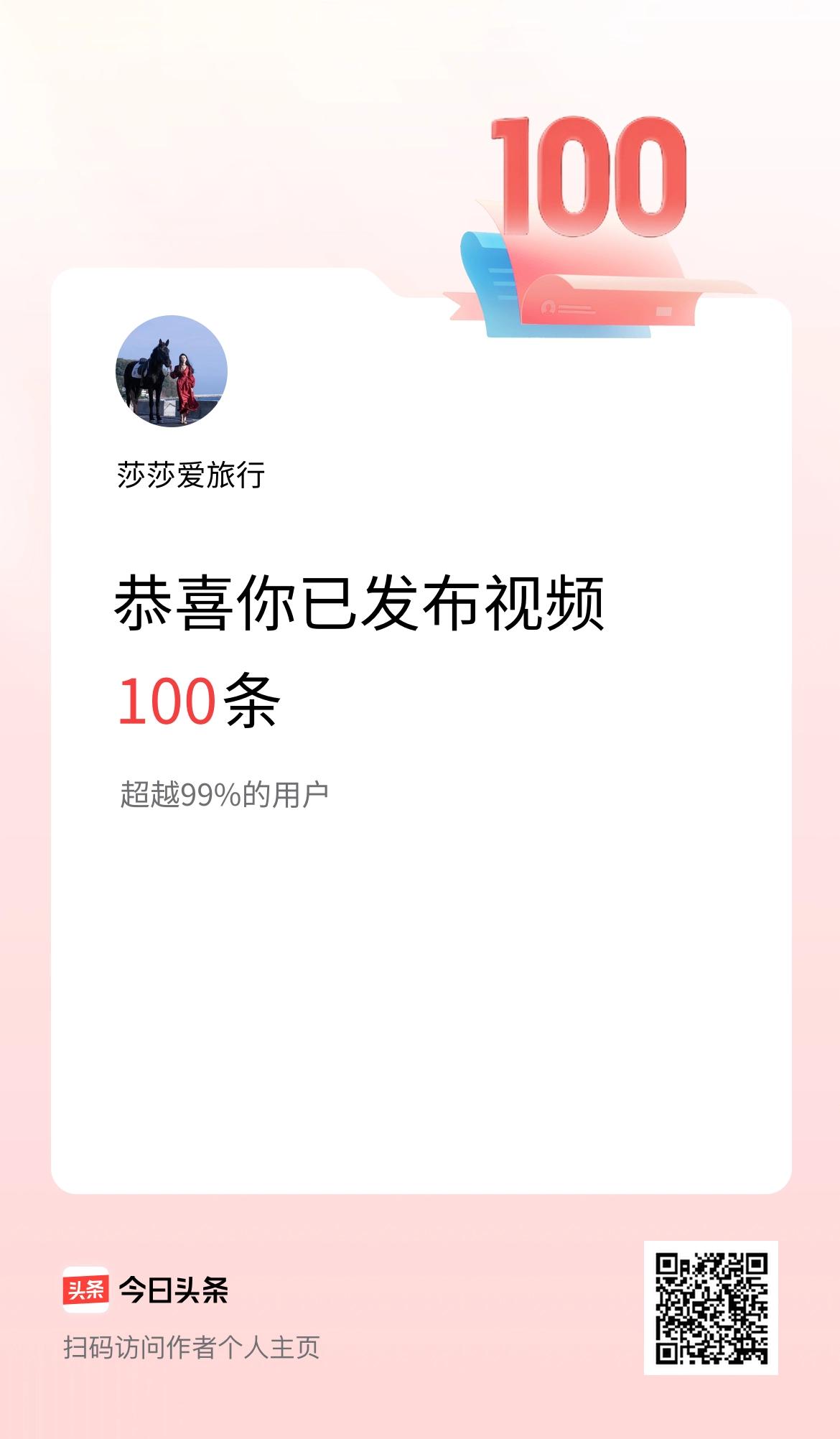 我在头条累计视频投稿100个