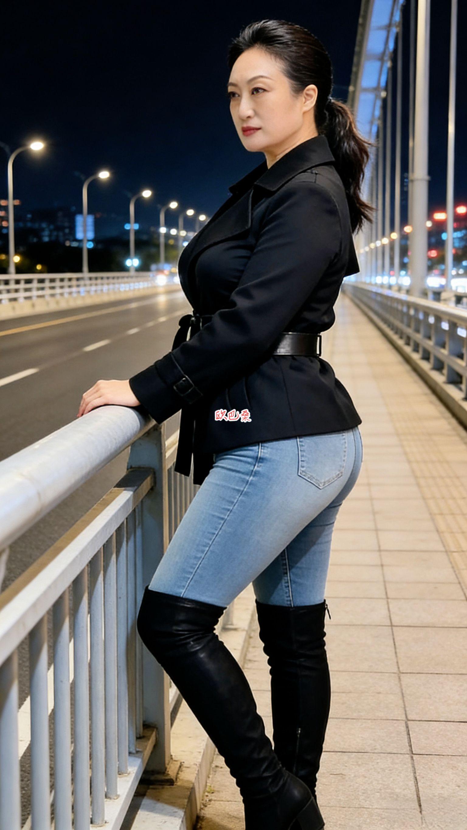 气质女人 紧身牛仔裤 东方美 气质美熟女