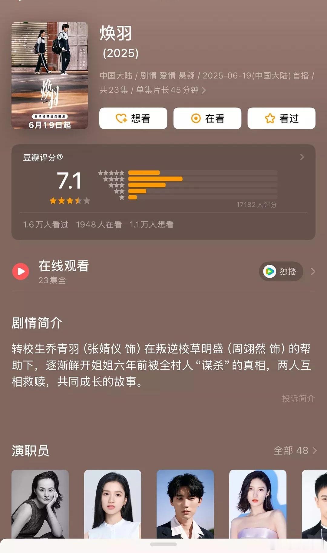《焕羽》豆瓣开分还挺高的耶 ​​​