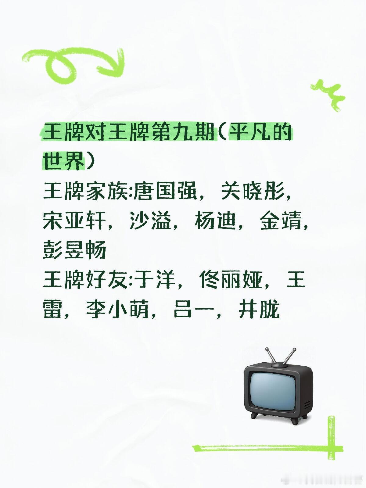 王牌对王牌[超话]  王牌对王牌第九期(平凡的世界)王牌家族:唐国强，关晓彤，宋