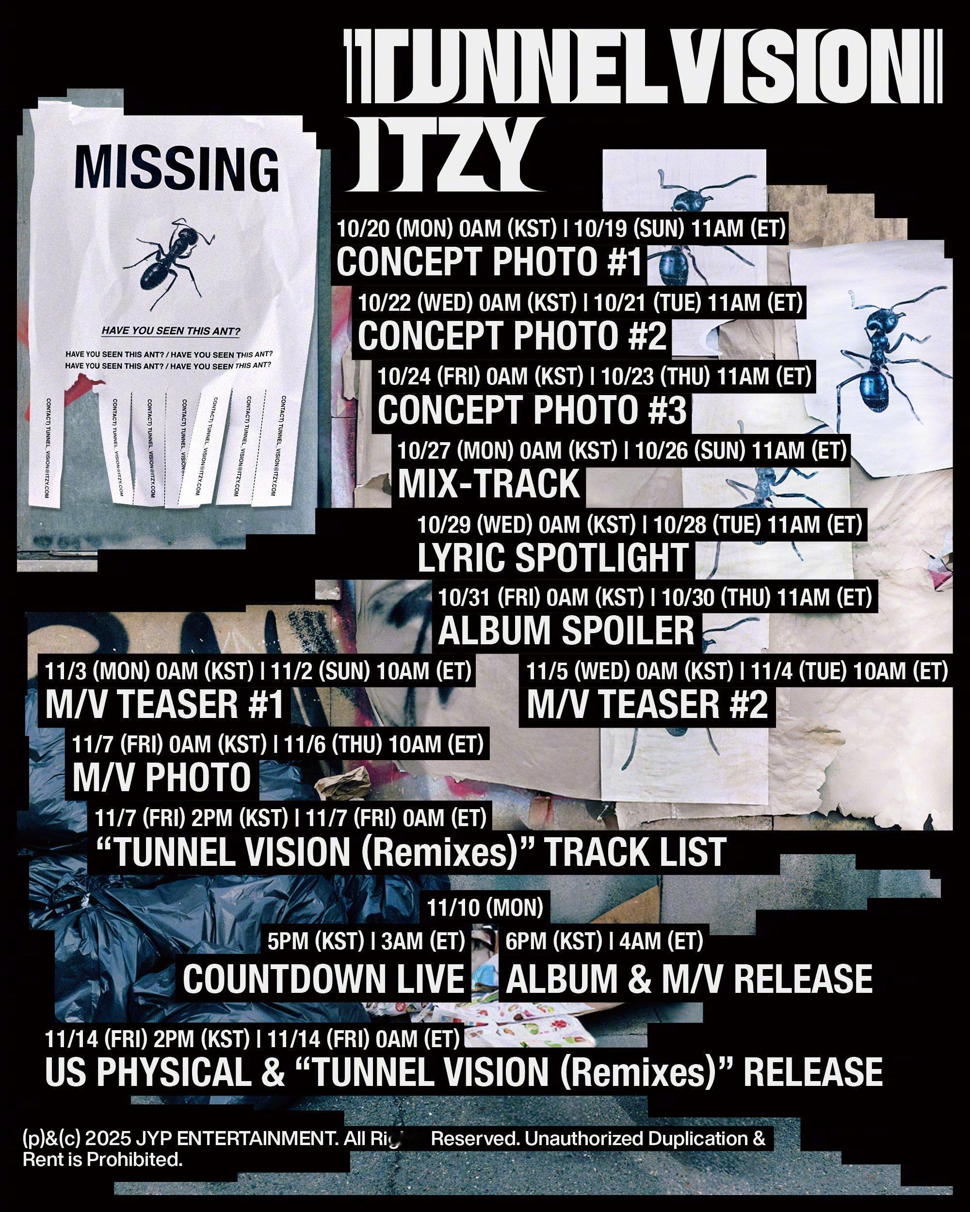 【Twi】ITZY新专辑《TUNNEL VISION》回归日程+曲目表公开，11