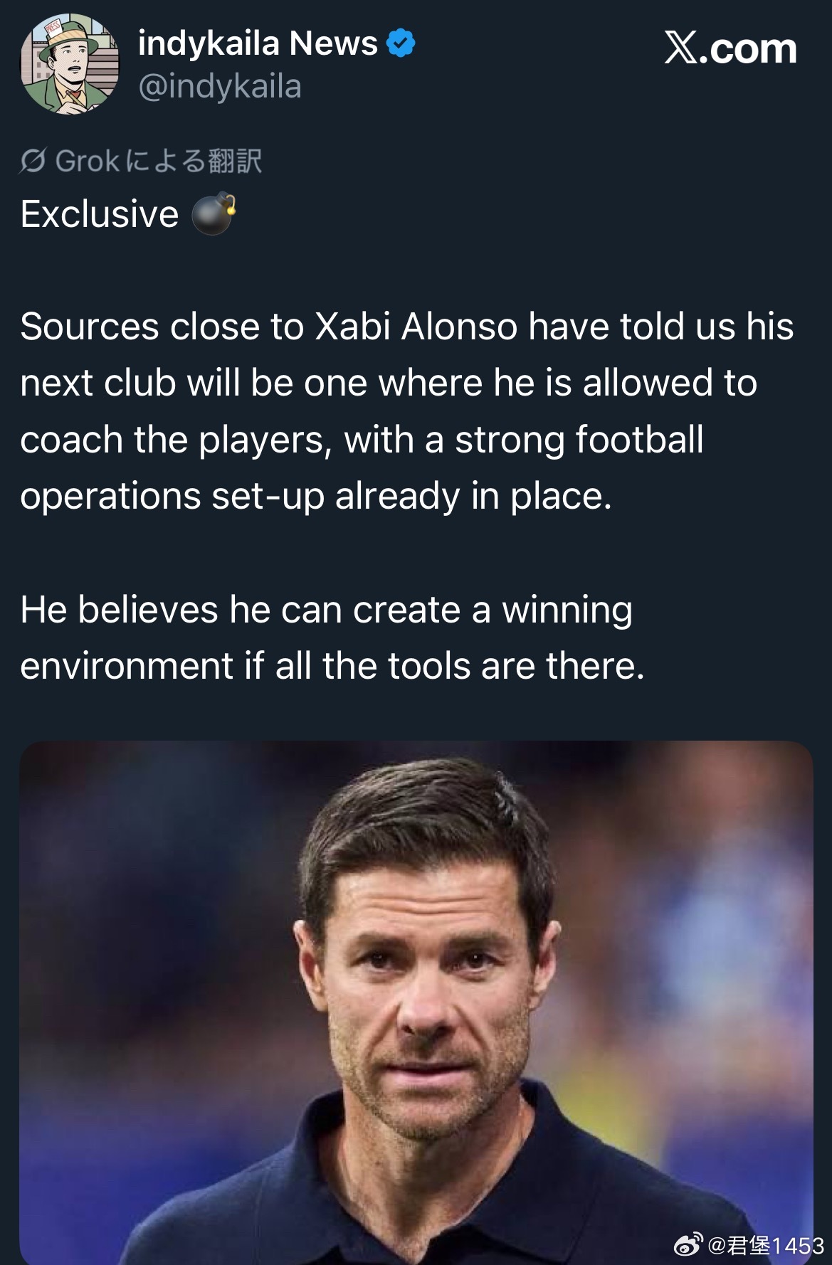 从绿帽这样在利物浦有人脉的信息源手里流出来，阿隆索希望能在接下来的俱乐部掌握球员