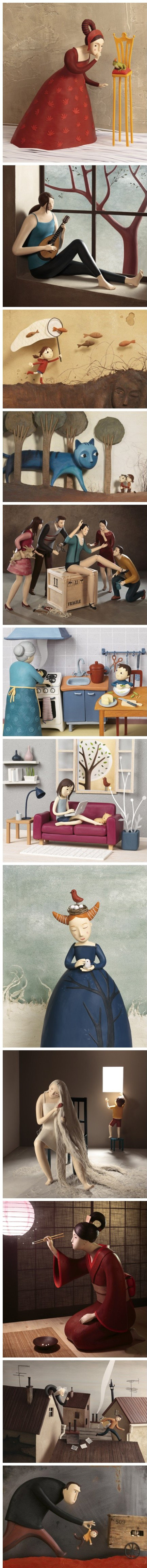 西班牙艺术家Irma Gruenholz的创意粘土插画。 