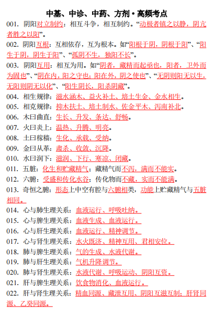 中基 中诊 中药 方剂 高频考点速记 ​​​