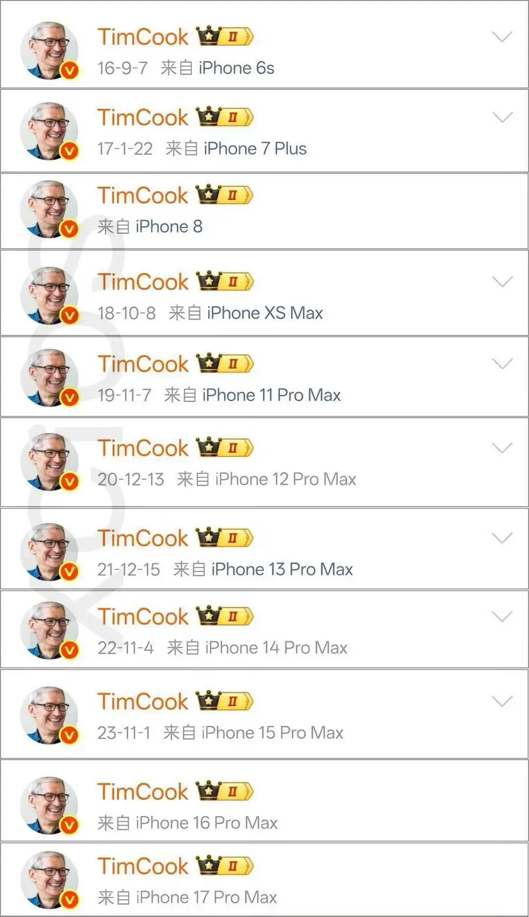 每年都换新iphone的人 