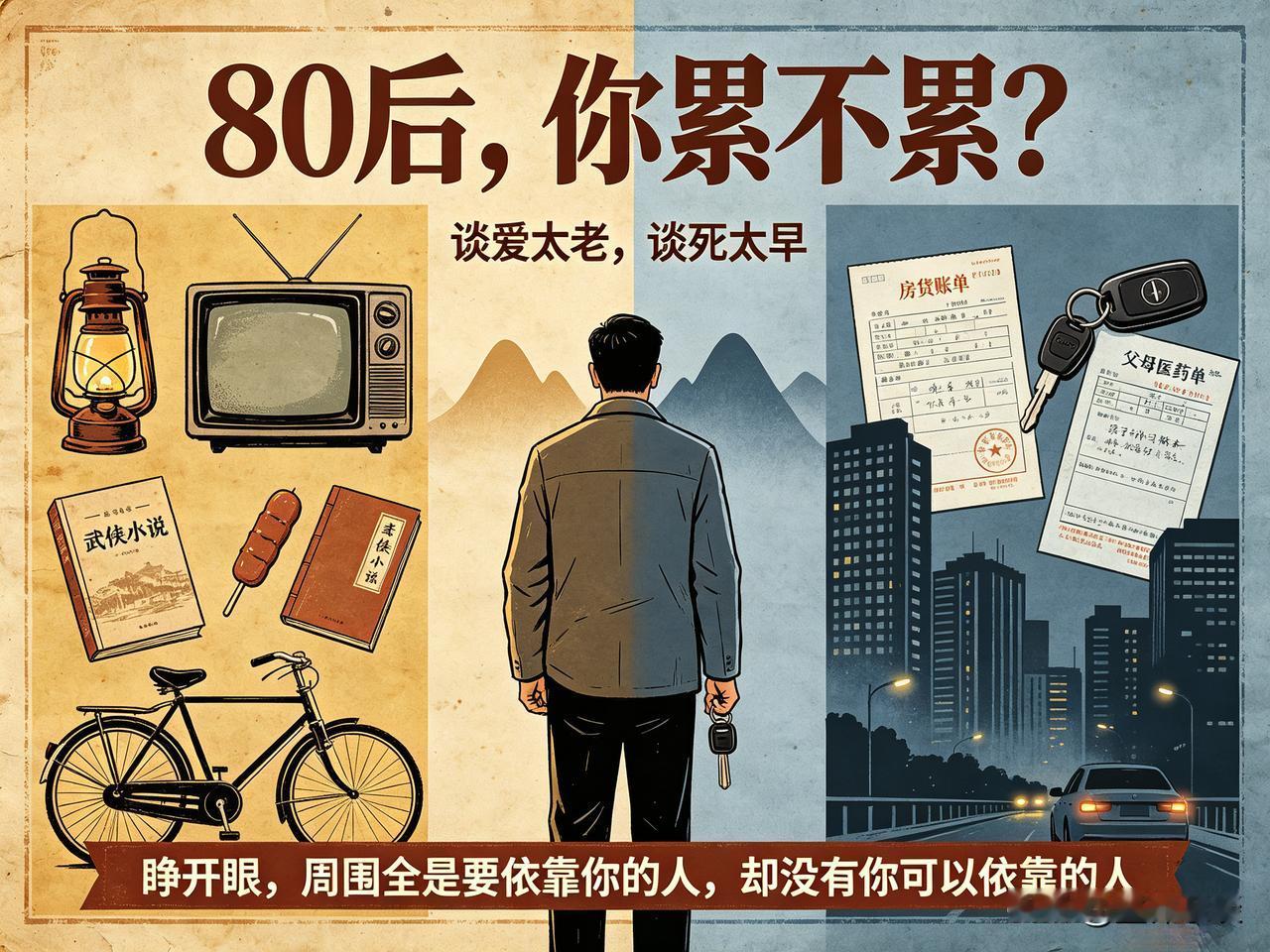 80后，你累不累？

小时候，我们点过煤油灯，看过黑白电视，吃过一毛钱的冰棍。以