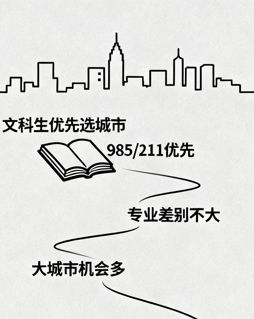 还是那句话：文科生优先选择城市，然后是院校，专业

大城市，一线城市
发展机会就