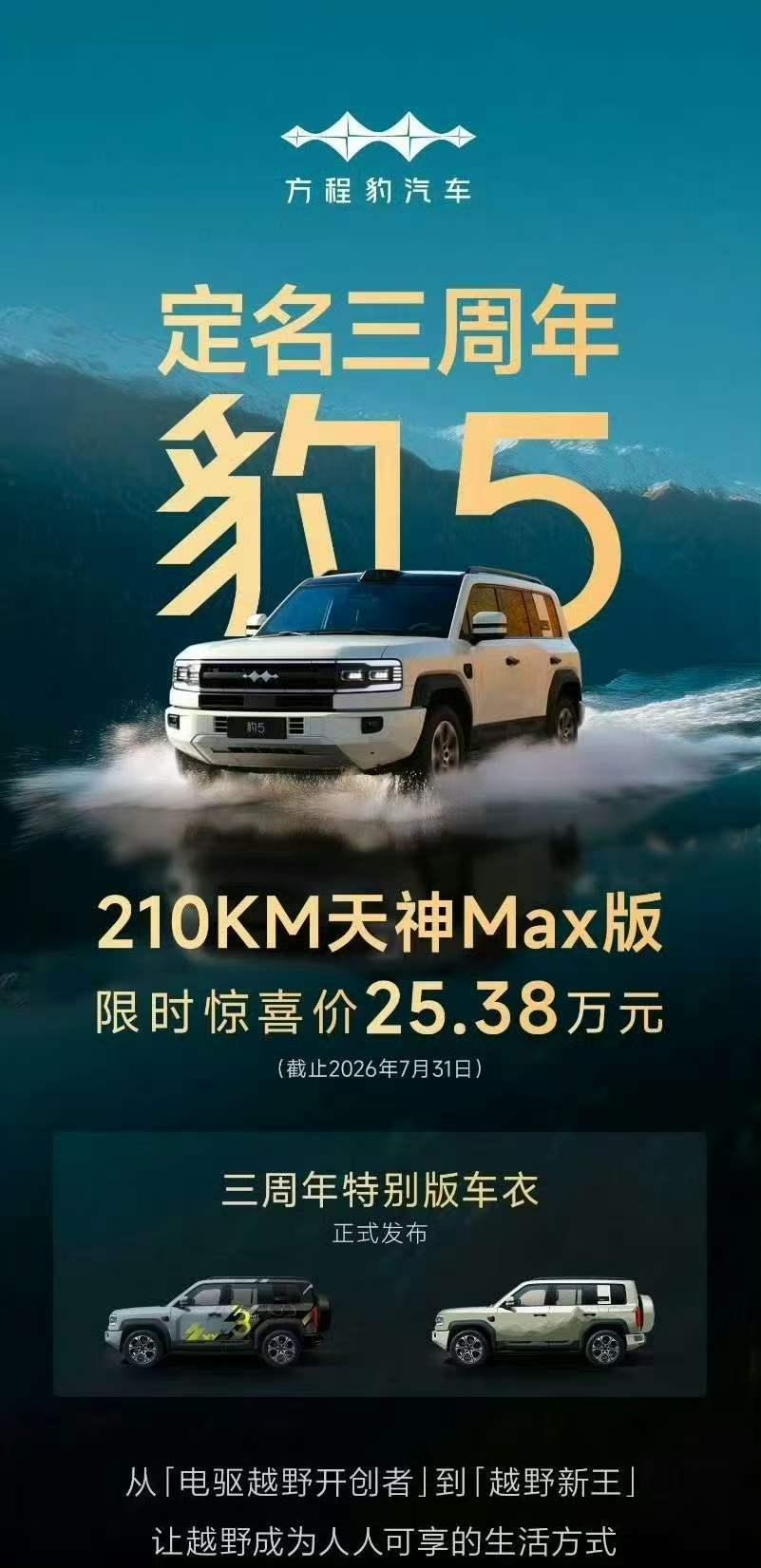 豹 5 迎来定名三周年，这三年的发展轨迹，确实把新能源越野的路子走实了。
三年前