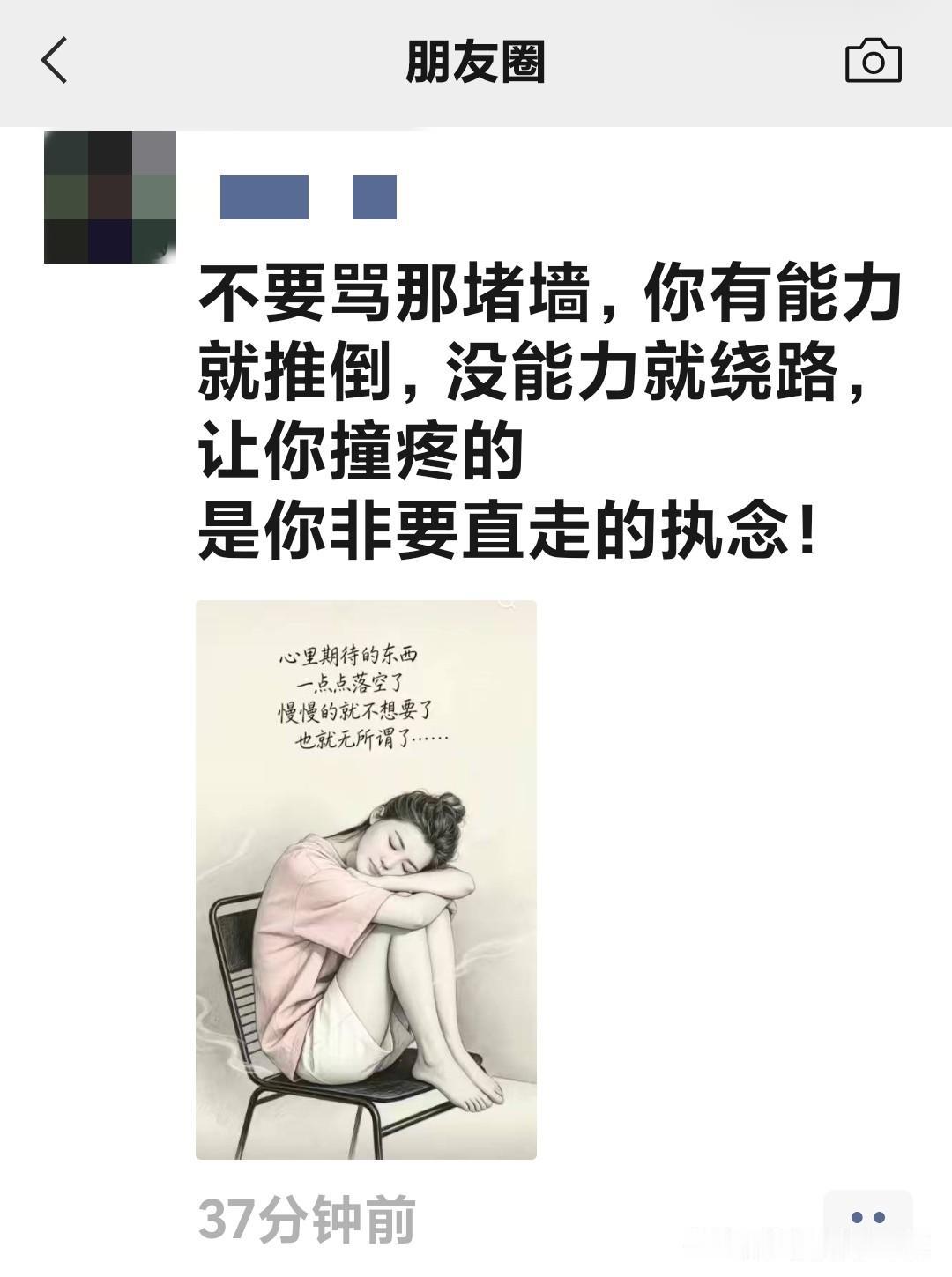 墙就在那里，不悲不喜。
推不开就绕行，得不到就释怀。
执念一消，万物皆通。
对执