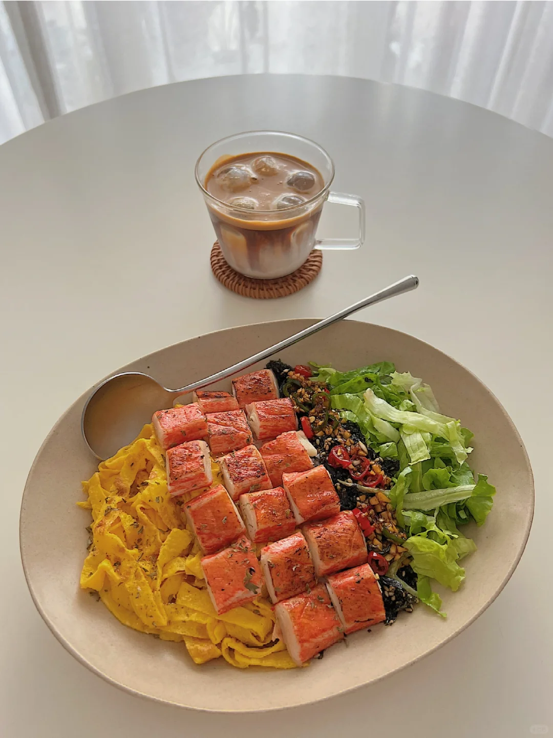 普通人的减脂餐-蟹柳蛋条盖饭🍱