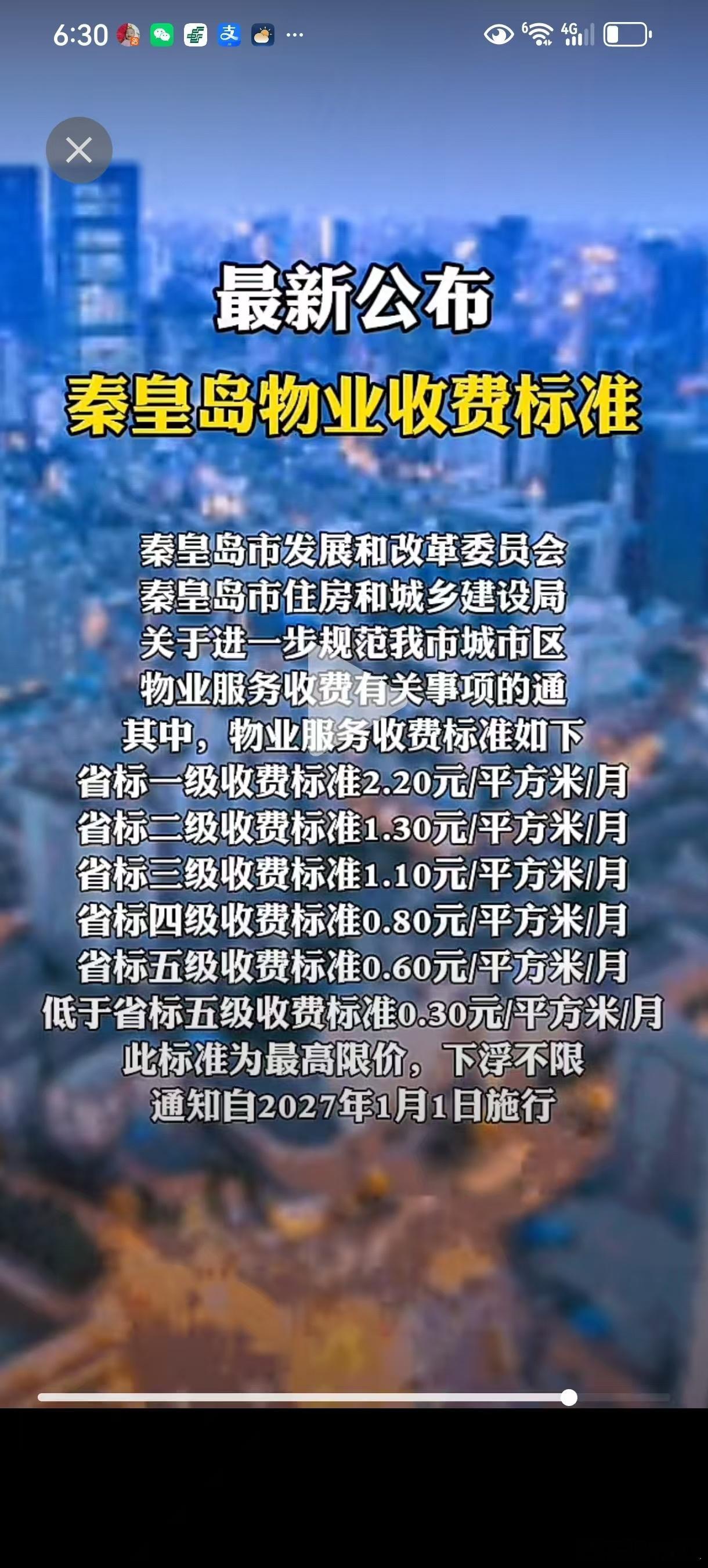 物业费标准（秦皇岛）公布，你们城市多少物业费？ ​​​