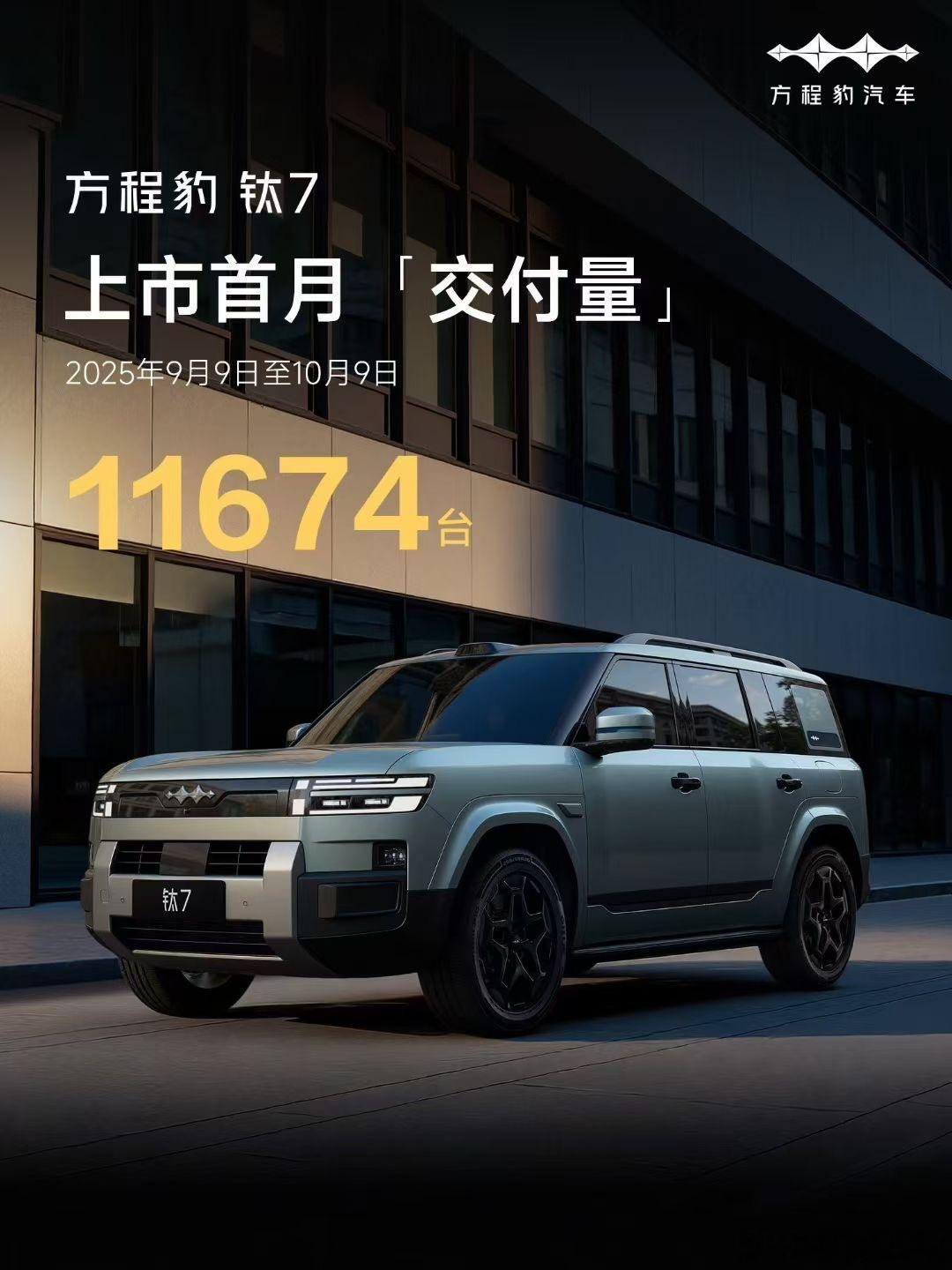 方程豹钛7 满月交付成绩单确实不错，从 9 月 9 日到 10 月 9 日一个月