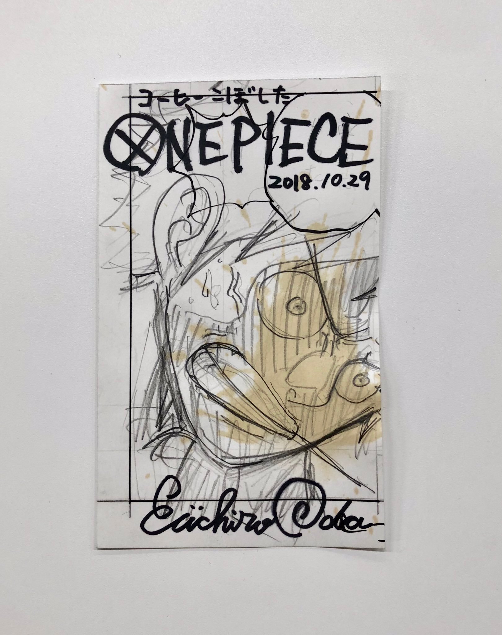 海贼王 【精选分享】         2018年官方粉丝抽奖的尾田亲笔原画。航海