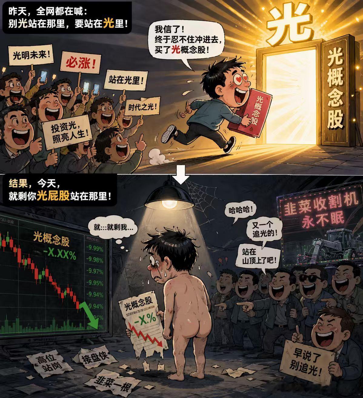 从追逐光 ，到光屁股其实我觉得抱团没那么容易死，哈哈。如果抱团股再起来，指数还有