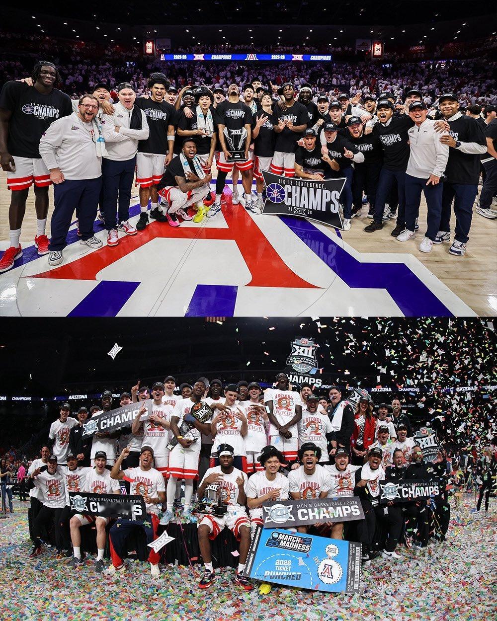 詹姆斯二儿子布莱斯所在的亚利桑那大学在同一赛季赢得了常规赛冠军和Big12联盟锦