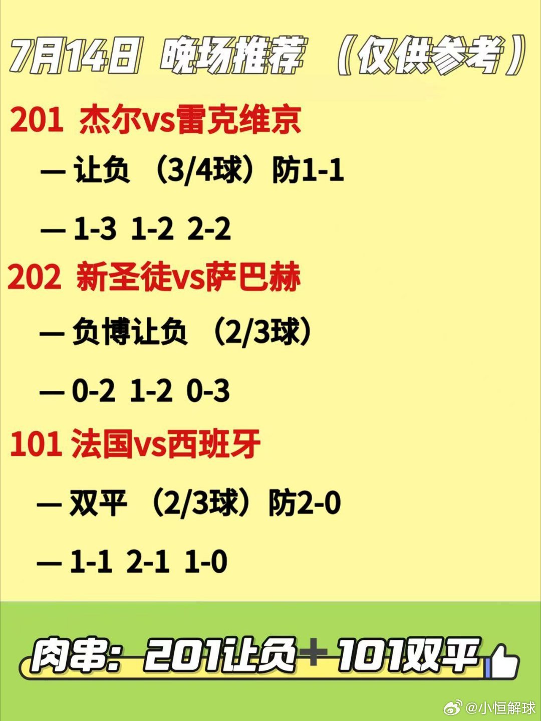 7月14日 家常菜和肉串来啦201 欧冠杯杰尔vs雷克维京 101 世界杯法国v
