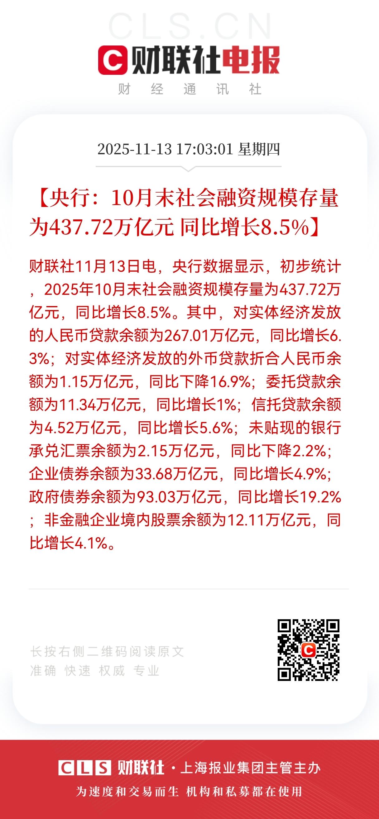 今天下午央行公布十月社融数据，很多文章说明天大盘要百点长阳，个人却有不同看法。