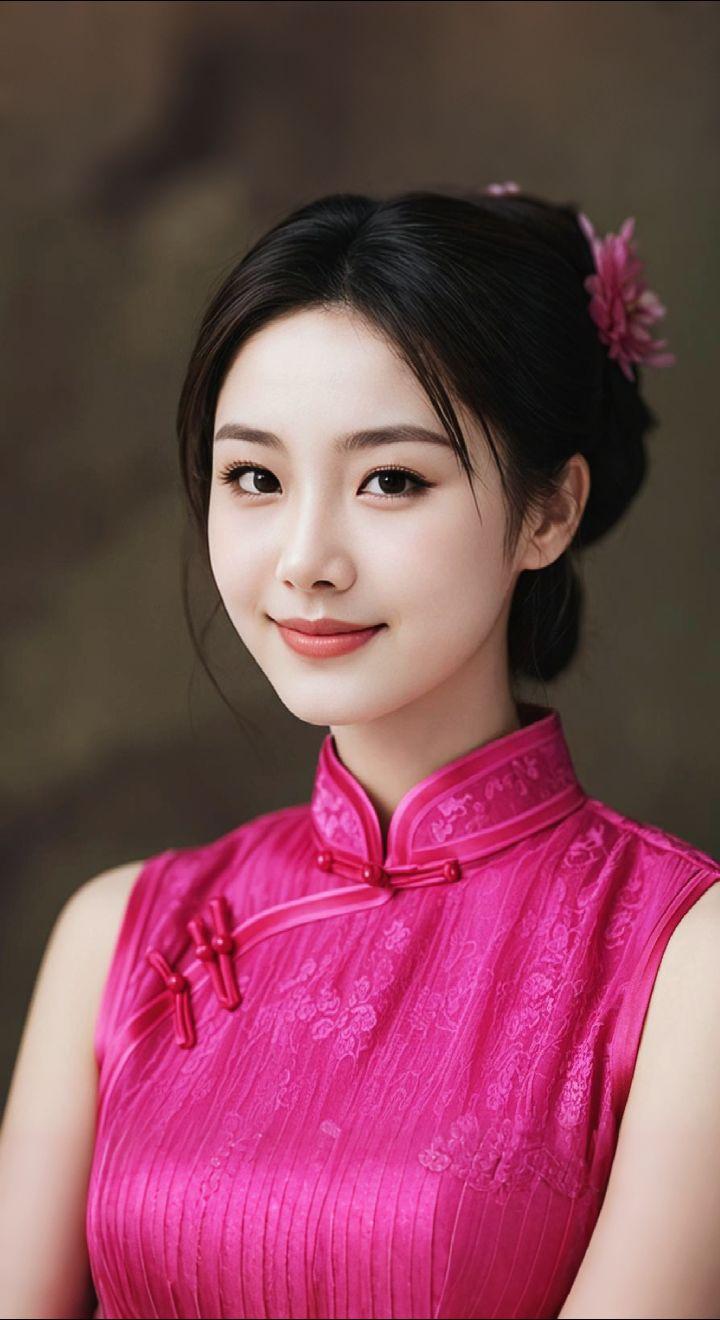 AI扩图 AI艳粉微笑