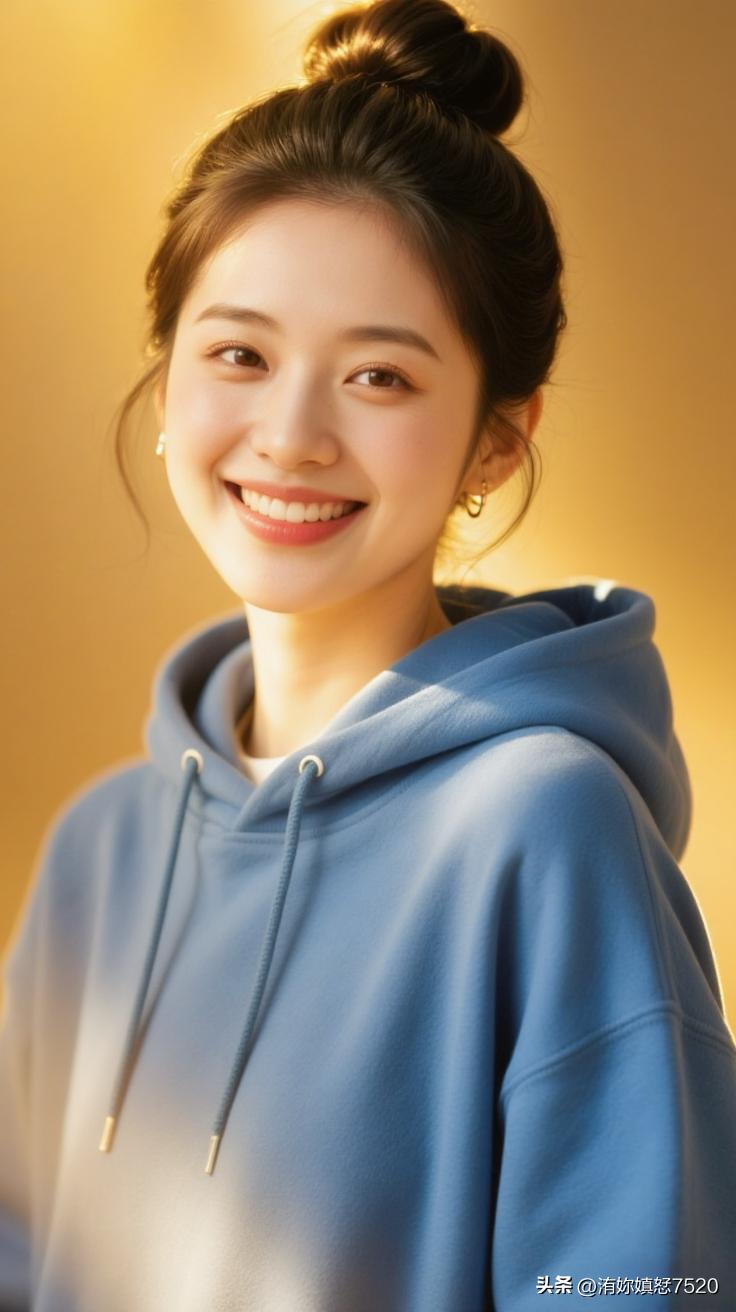 ✨ 把软绒的暖、澄澈的蓝织进呼吸，丸子头漾着轻盈的诗，她的存在就是日常里发光的糖