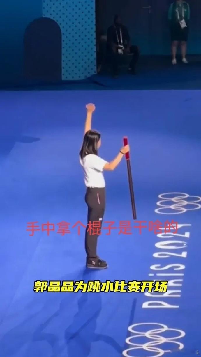 郭晶晶为跳水比赛开场，那么她手中为何拿个棍棍呢？  奥运会裁判长敲棍的意思是： 