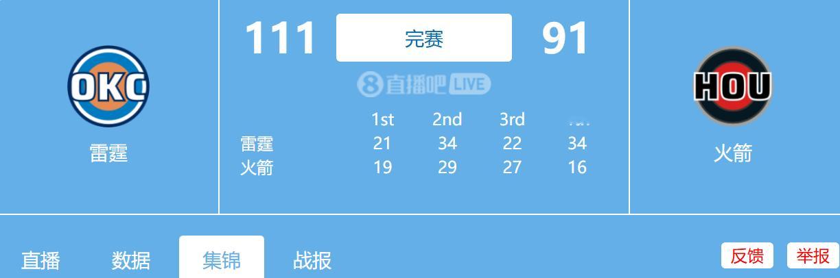 名称：1.16日 NBA常规赛 雷霆vs火箭 全场比赛录像回放描述：雷霆末节爆发