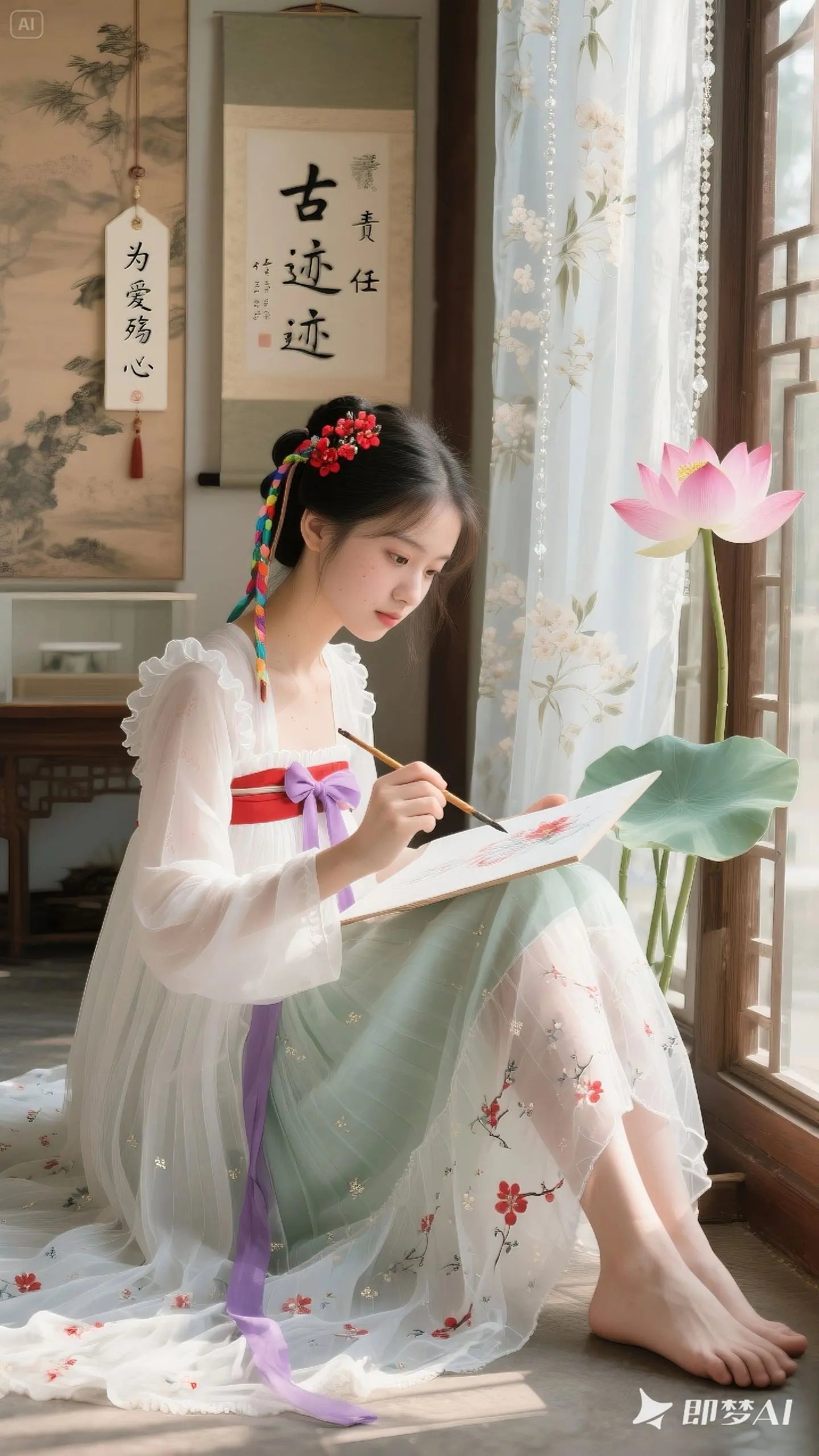 认真画画写字的小仙女